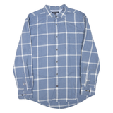 TOMMY HILFIGER Mens Blue & White Check Shirt XL Classic Cotton Blend Long Sleeve
