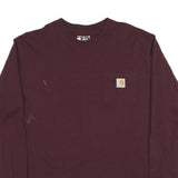 CARHARTT Mens Maroon Long Sleeve Crew Neck Pocket T-Shirt L Cotton Blend