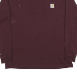 CARHARTT Mens Maroon Long Sleeve Crew Neck Pocket T-Shirt L Cotton Blend