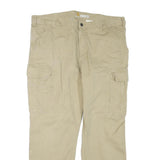 CARHARTT Mens Relaxed Fit Beige Cargo Trousers W40 L30 Cotton Blend Zip