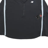 NEW BALANCE Womens Black & Light Blue 1/4 Zip Pullover Sweatshirt 2XL Relaxed