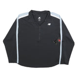 NEW BALANCE Womens Black & Light Blue 1/4 Zip Pullover Sweatshirt 2XL Relaxed