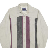 WRANGLER Mens Beige & Purple Cotton Shirt L Vintage Western Style Button Long