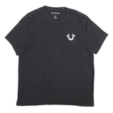 TRUE RELIGION Mens Black Graphic T-Shirt XL Short Sleeve Crew Neck Cotton Blend