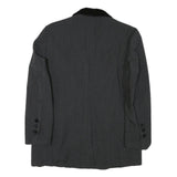 VIP Womens Grey & Black Button Jacket S Acetate Plain Classic Tailored Elegant