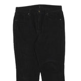 Womens Black Cotton Blend Regular Fit Straight Leg Trousers W34 L24 Comfortable