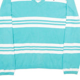 TOMMY HILFIGER Womens Blue & White Patterned V-Neck Basic Knit Jumper L Cotton