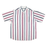 ASH CREEK Mens White & Red & Blue Striped Shirt XL Cotton Blend Casual Button Up