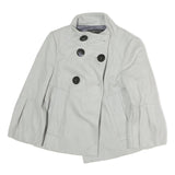 ZARA Womens Grey Button Jacket XS Cotton Blend Classic Stylish Coat Outerwear