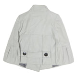 ZARA Womens Grey Button Jacket XS Cotton Blend Classic Stylish Coat Outerwear