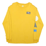 NEW BALANCE Mens Yellow Graphic Long Sleeve Crew Neck T-Shirt L Cotton Blend