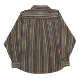 NEVADA Mens Brown & Blue Striped Shirt XL Cotton Long Sleeve Button Casual