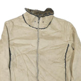 PIZAZZ Womens Beige Suede Zip Jacket XL Faux Fur Trim Casual Warm Outerwear