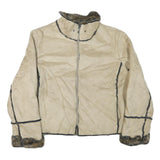 PIZAZZ Womens Beige Suede Zip Jacket XL Faux Fur Trim Casual Warm Outerwear