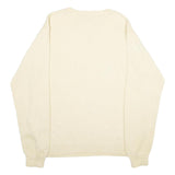 NAUTICA Mens Cream Jumper Plain Crew Neck Basic Knit L Cotton Casual Wear