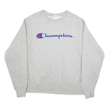 CHAMPION REVERSE WEAVE Mens Grey Cotton Blend Crew Neck L Sweatshirt Logo