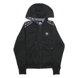 ADIDAS Womens Black Hoodie UK 6 Full Zip Snake Print 3 Stripes