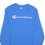 CHAMPION Mens Blue Long Sleeve Crew Neck Graphic T-Shirt S Cotton Blend