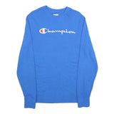 CHAMPION Mens Blue Long Sleeve Crew Neck Graphic T-Shirt S Cotton Blend
