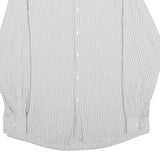 HUGO BOSS Mens White & Grey Striped Shirt L Classic Fit Cotton Formal