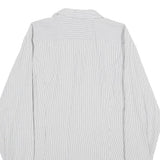 HUGO BOSS Mens White & Grey Striped Shirt L Classic Fit Cotton Formal