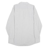 HUGO BOSS Mens White & Grey Striped Shirt L Classic Fit Cotton Formal