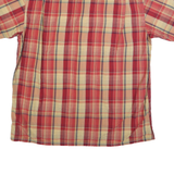 NAUTICA Mens Red Beige Plaid Shirt XL Cotton Blend Casual Short Sleeve