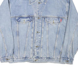 Mens Blue Denim Jacket L Cotton Blend Classic Fit Button Closure Long Sleeve