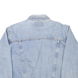 Mens Blue Denim Jacket L Cotton Blend Classic Fit Button Closure Long Sleeve