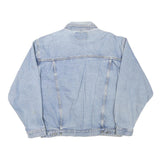 Mens Blue Denim Jacket L Cotton Blend Classic Fit Button Closure Long Sleeve