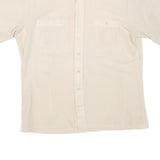HABAND Mens Cream Shirt M Cotton Blend Short Sleeve Casual Button Front