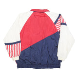 MAGGIE BARNES Womens Red White & Blue Plain Nylon Jacket L Zip Casual Retro