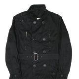 DIESEL Womens Black Military Jacket S Cotton Blend Button Front Stylish