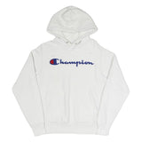 CHAMPION REVERSE WEAVE Mens White Hoodie S Classic Logo Pullover Cotton Blend