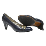VITO Womens Leather Navy Blue Court Shoes UK 5 Stylish Comfortable Heel