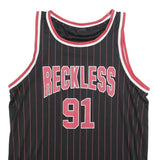 FSBN Mens Black & Red Sporty Sleeveless Jersey M Crew Neck Basketball Vest