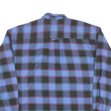 Mens Blue Black Check Shirt L Cotton Long Sleeve Casual Button Pocket