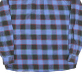 Mens Blue Black Check Shirt L Cotton Long Sleeve Casual Button Pocket