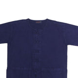 Womens Navy Blue Basic Cotton Top Short Sleeve Round Neck L Casual Summer