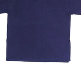 Womens Navy Blue Basic Cotton Top Short Sleeve Round Neck L Casual Summer