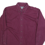 WOOLRICH Mens Maroon Plain Shirt M Cotton Blend Button Down Collar Long Sleeve