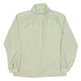 SAPHIR Womens Cream Satin Blouse Long Sleeve Button Neck S Elegant Lightweight
