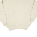 Womens Cream Plain Wool Blend Chunky Knit Jumper Roll Neck L Winter Warm