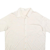 LIBERO Mens White Plain Short Sleeve Shirt L Casual Polyester Blend Summer