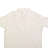 LIBERO Mens White Plain Short Sleeve Shirt L Casual Polyester Blend Summer