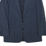 E THOMAS Mens Blue Checked Classic Jacket S Wool Blend Button Closure Stylish