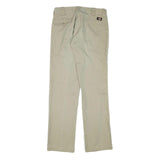 DICKIES Mens Cotton Blend Beige Slim Straight Trousers W30 L32 Workwear Zip