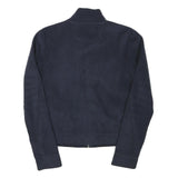 REEBOK Womens Navy Blue Jacket S Polyester Blend Ribbed Zip Casual Lightweight