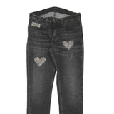 LEVI'S 511 Womens Skinny Black Denim Cotton Blend Slim Fit Zip W30 L31 Studded