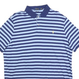 POLO RALPH LAUREN Mens Blue & Navy Striped 2XL Short Sleeve Polo Shirt Classic
